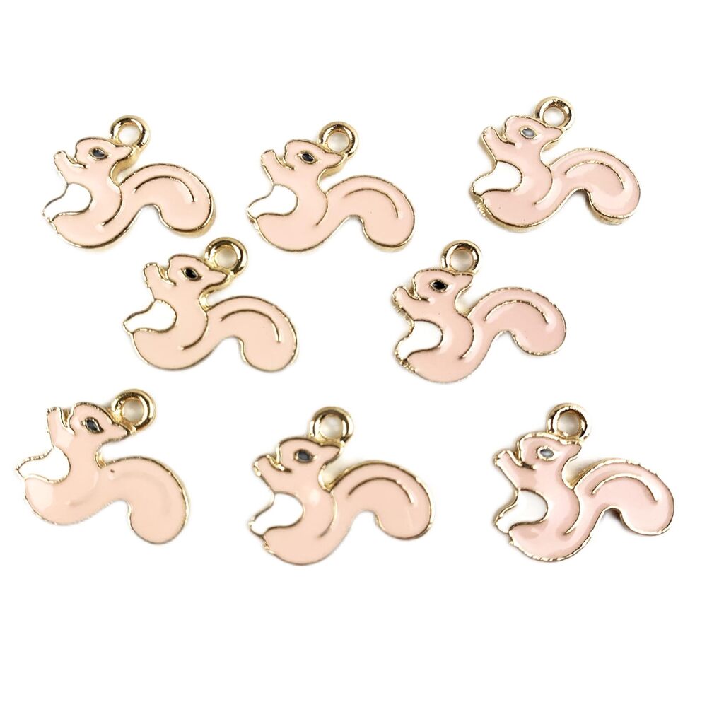 4583 20 PC Gold Plated Enamel Alloy Squirrel Charm Pendants